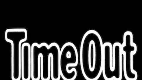 Media: A minimalist black and white neon sign with the words \"Time Out\" in bold, retro font, with a smooth, glowing texture. The background is solid black, emphasizing the stark contrast and modern aesthetic.