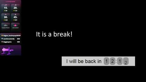 Media: A digital image with a black background features a quote in white text, \"It is a break!\" and a numbered button below labeled \"I will be back in 1 2 3.\