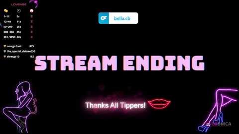 Media: A digital graphic with neon pink text \"STREAM ENDING\" against a black background, featuring a nude female silhouette and \"Thanks All Tippers!\" with a red lipstick kiss.