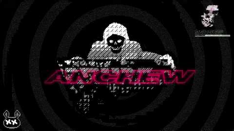 Media: A digitally rendered, monochromatic, pixelated image featuring a hooded figure with a skull face, gripping a rifle. The word \"ALCHEMIST\" is prominently displayed in a bold, pink font.