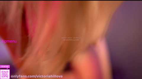 Media: A blurred, close-up video featuring a nude torso with pink and orange hues, likely a woman, with text overlay \"onlyfans.com/victoriaibiyola\" at the bottom.