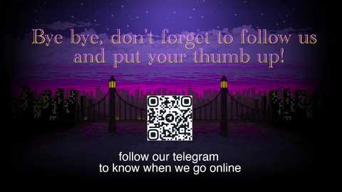 Media: A digital image featuring a dark, moody cityscape with a QR code and text overlay, encouraging viewers to follow a Telegram account.