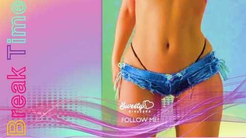 Media: Video of a tan-skinned woman with a slender build, wearing distressed denim shorts and a black thong. The background features pastel colors and \"McDonald's\" branding.