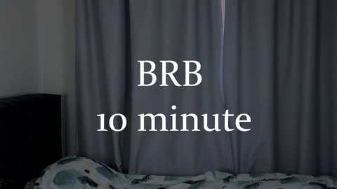 Media: A video shows a dimly lit bedroom with gray curtains and a bed covered in a patterned, white and green duvet. Text overlaid reads \"BBB 10 minute\" in white, indicating a product or service.