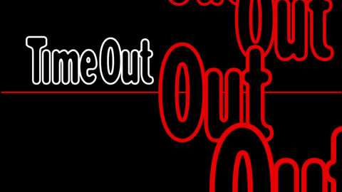 Media: Video of a neon sign on a black background. The text \"Time Out\" is in white, with \"Out\" in red. The letters have a rounded, playful font.