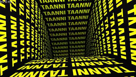 Media: Video of a surreal, black-and-yellow corridor filled with repeating \"TAANNI TAANNI\" text, creating a hypnotic, maze-like effect.