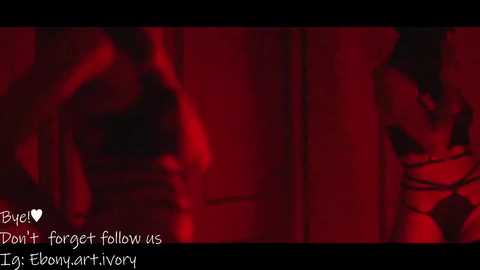 Media: Video with a dramatic red filter, showing a shadowy, possibly female figure with a distressed expression. Text on the left reads, \"Buy Don't forget us. Follow us. Inebriant.\