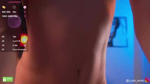 Media: Video of a nude person with fair skin, visible ribs, taken from a smartphone, with a blue background and a video call screen on the left.