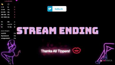 Media: Video of a Twitch stream ending screen with \"STREAM ENDING\" in large purple letters, featuring a purple neon light design, a pink heart, and a thank you message.