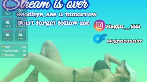 Media: A digital image featuring a young woman in a green bikini, lounging on a bed, overlaid with a Twitch chat overlay.