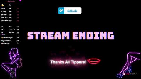 Media: Video of a Twitch stream ending screen with neon pink and purple outlines, \"Stream Ending\" text, \"Thanks All Tippers!\" message, and a red lipstick icon.