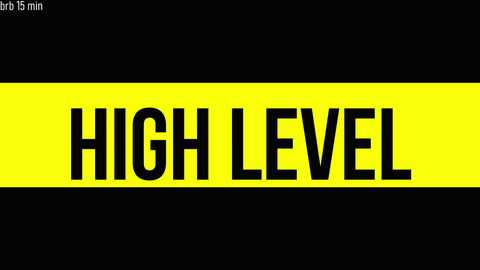 Media: Video of a digital graphic with a black background and a yellow horizontal band. The words \"HIGH LEVEL\" are prominently displayed in bold, black capital letters centered on the yellow strip.