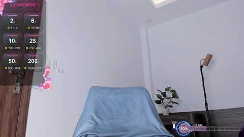 Media: Video of a hospital room with a blue-sheeted bed, white walls, a plant, and a digital display showing temperature and humidity.