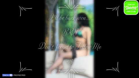 Media: A blurred, erotic video of a nude woman with long dark hair, sitting on a white couch. The background is a green, leafy outdoor setting. Text overlays read, \"I Was Backseated... Don't Forget to Follow Me.\