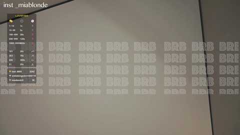 Media: A video of a plain, gray wall displaying a large, semi-transparent digital projection of \"inst_miblonde\" in white text, with a smaller inset showing a black menu with options.