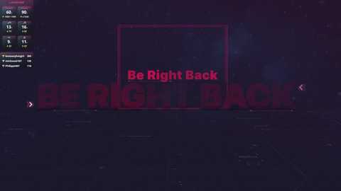 Media: A digital screenshot of a game interface featuring dark, pixelated graphics and the text \"Be Right Back\" in bright red letters against a red square.