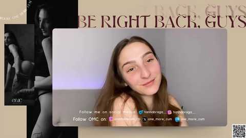 Media: Video featuring a young woman with long brown hair, smiling, with a \"Be Right Back, Guns\" overlay.