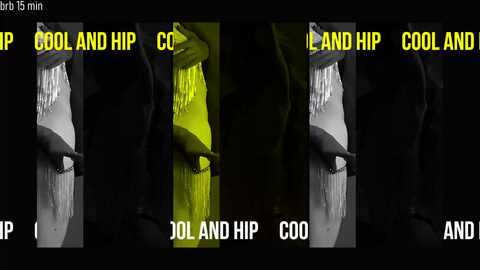 Media: Video of a close-up of a man's hip, showcasing various textures and colors. The text \"Cool and Hip\" is prominently displayed in yellow and black.