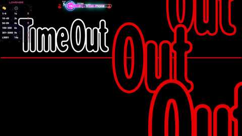 Media: A digital screenshot of the game \"Time Out,\" featuring a black background with glowing red and white text, showcasing a retro, minimalist style.