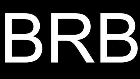 Media: A simple, black-and-white digital graphic with the bold, uppercase letters \"BRB\" in a sans-serif font against a solid black background. The image has a clean, minimalist design emphasizing readability.