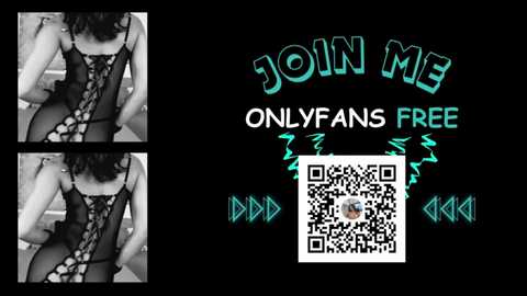 Media: A black-and-white collage of a woman's back in a revealing black lace bodysuit, with a QR code and \"Join Me OnlyFans Free\" text in teal.