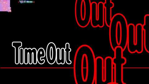 Media: Video of a neon sign featuring the text \"Out Out\" in red cursive letters, with \"Time Out\" in white below, set against a dark background.