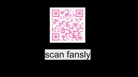 Media: A digital image featuring a white QR code with pink symbols and a black border against a black background. Below the code, the text \"scan fansly\" in black is displayed.