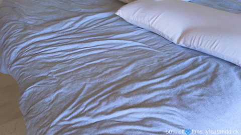 Media: Video of a neatly made bed with light blue sheets and a white pillow, showcasing a simple, minimalist bedroom decor.