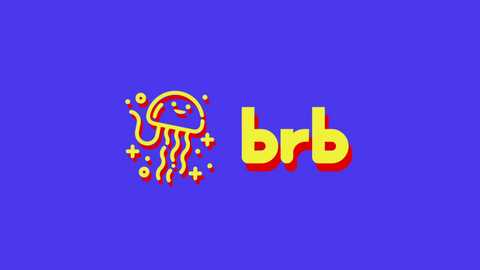 Media: Digital logo on a bright blue background featuring a stylized, yellow jellyfish with wavy tentacles and stars, alongside the bold, lowercase letters \"brb\" in a similar yellow color.