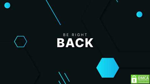 Media: A digital graphic with a dark background features geometric shapes in blue and white, centered text \"BE RIGHT BACK\" in bold white letters, and a green \"DMA Creative\" logo in the lower right.