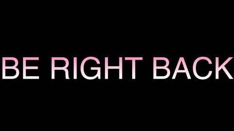 Media: A digital image featuring bold, capitalized white text on a black background, reading \"BE RIGHT BACK.\" The text is centered horizontally, with a gradient effect from light pink to white, creating a subtle, modern aesthetic.