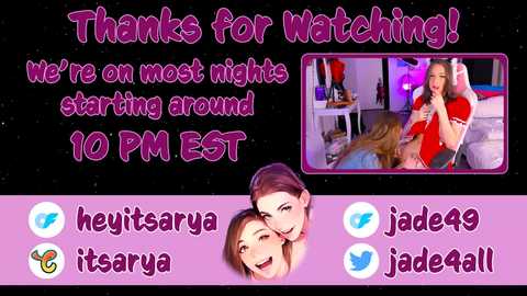 Media: A colorful digital poster with a purple background, featuring a video thumbnail and social media icons, promoting a Twitch stream for 10 PM EST, thanking viewers for watching.