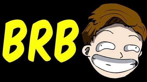 Media: Cartoon digital drawing featuring a grinning, wide-eyed, brown-haired boy with exaggerated facial features on the left and bold, yellow \"BBB\" text on the right, set against a black background.