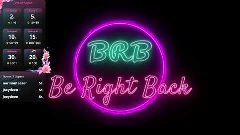 Media: A vibrant digital poster features a neon pink and green circular logo with \"BBR\" and \"Be Right Back\" text, surrounded by a pink glow. Below, a black and white chart shows various statistics.