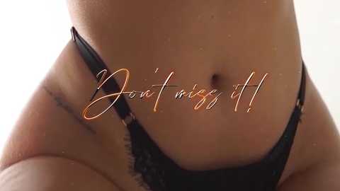 Media: Close-up video of a woman's lower torso, wearing black lace underwear, with the text \"You've missed it!\" overlaid in elegant script.