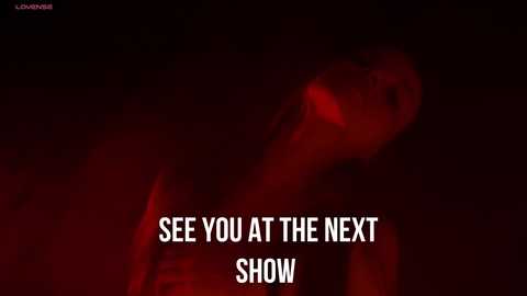 Media: Video with a dark, red-tinted background featuring an out-of-focus, shadowy figure. Bold white text at the bottom reads, \"SEE YOU AT THE NEXT SHOW.\