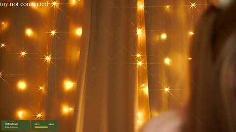 Media: Video of a warm, golden-yellow curtain adorned with sparkling lights, creating a festive, cozy ambiance. The background is softly blurred, emphasizing the texture and glow of the fabric.