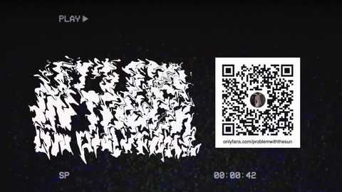 Media: Video of a black background with a white, abstract, jagged pattern resembling a cracked window on the left, and a QR code on the right.