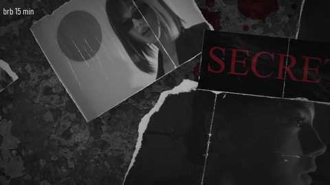 Media: A digital collage featuring a woman's face with a large circular hole, a broken heart, and the word \"SECRET\" in red, set against a dark, textured background.