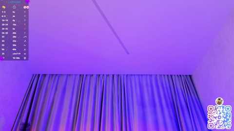 Media: Video of a room with a purple ceiling, a calendar mounted on the wall, and a window with sheer, silver-gray curtains. The room is dimly lit, creating a moody ambiance.