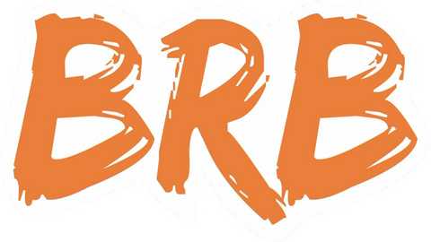 Media: A digital illustration featuring three large, bold, orange capital letters \"B R B\" with a rough, brushstroke texture, set against a plain white background. The letters appear to be hand-drawn, with uneven edges and varying shades of orange.