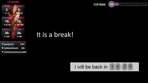 Media: Video of a black screen displaying a broken thermometer with a red \"it is a break!\" message and a \"I will be back in 1:39\" counter.