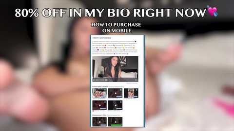 Video of a smartphone screen showing a \"How to Purchase Omegle\" YouTube video, with blurred background and text overlay: \"80% OFF IN MY BIO RIGHT NOW.\