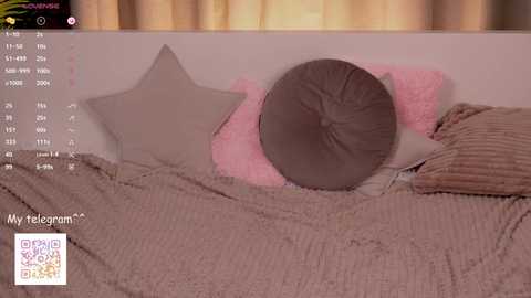 Media: Video of a bed with a gray, textured comforter, a large pink pillow, and a gray star pillow, with a \"My Room\" app watermark in the bottom left corner.