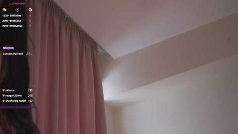 A video shows a pink curtain with a light-colored wall, displaying a video chat with usernames \"LOLLO,\" \"Tina,\" and \"Lilith\" visible on the left.