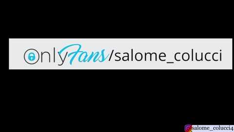 Video of a black background with a white banner featuring the text \"OnlyFans/salone_colucci\" in bold, blue cursive font, with a small blue logo on the left.