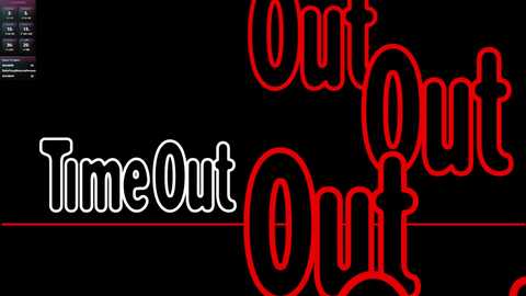 Media: A video of a neon sign reading \"Time Out Out\" in bold, white and red letters against a black background, with a faintly visible TV screen showing a man in the corner.