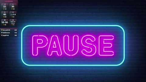 A digital image of a glowing neon sign with the word \"PAUSE\" in bold, pink letters against a dark, brick wall background.