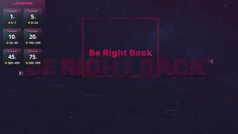 Media: A digital screenshot of a game menu with a dark background, featuring a red \"Be Right Back\" text, a progress bar, and a list of levels and scores.