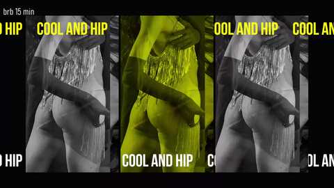 Media: A digitally altered video juxtaposes three images of a woman's buttocks: the left hip is icy, the middle is green and cold, and the right is warm and golden. Text overlays each section, stating \"HIP,\" \"COOL AND HIP,\" and \"COOL AND HIP.\